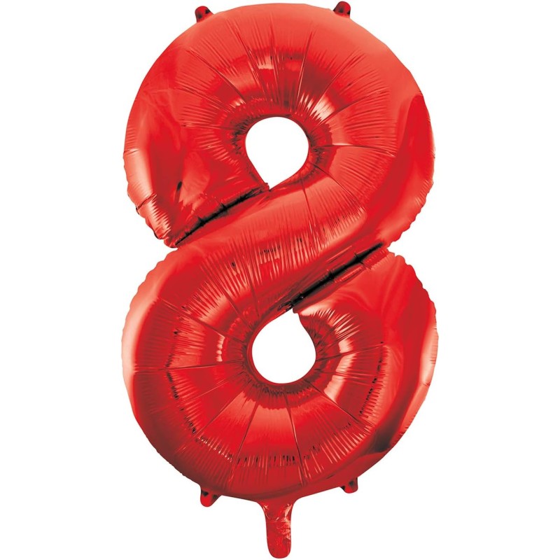 Unique Party - 55858 - Ballon Géant - Numéro 8, 86 cm, Rouge