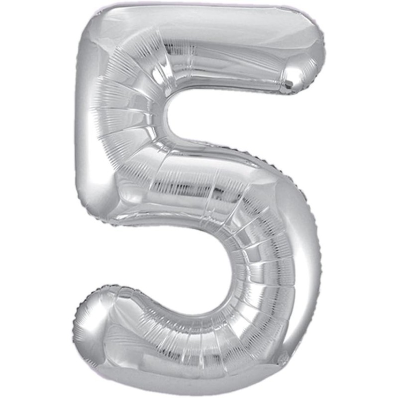 Unique Party - 53825 - Ballon Géant - Numéro 5 - 86 Cm - Argenté
